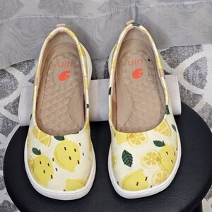 UIN Lemon Juice Slip On Yellow White Green Canvas Ballet Flats Casual Sneakers